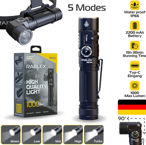 Rablex led stirnlampe 2in1 - rablex,