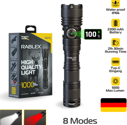 Led taschenlampe akku usb - taschenlampe, usb-c